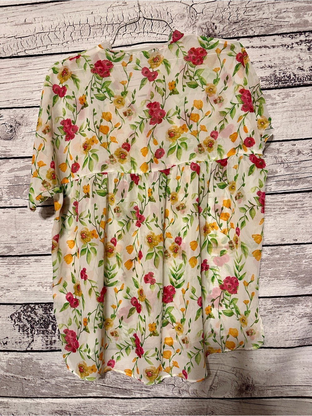 EST 1946 Floral Blouse XL Sheer Boho Top Lightweight Spring Summer - Picture 5 of 5